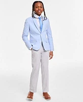 Tommy Hilfiger Big Boys Stretch Sport Coat Stretch Geo Print Shirt Textured Solid Pre Tied Tie Flex Stretch Performance Dress Pants