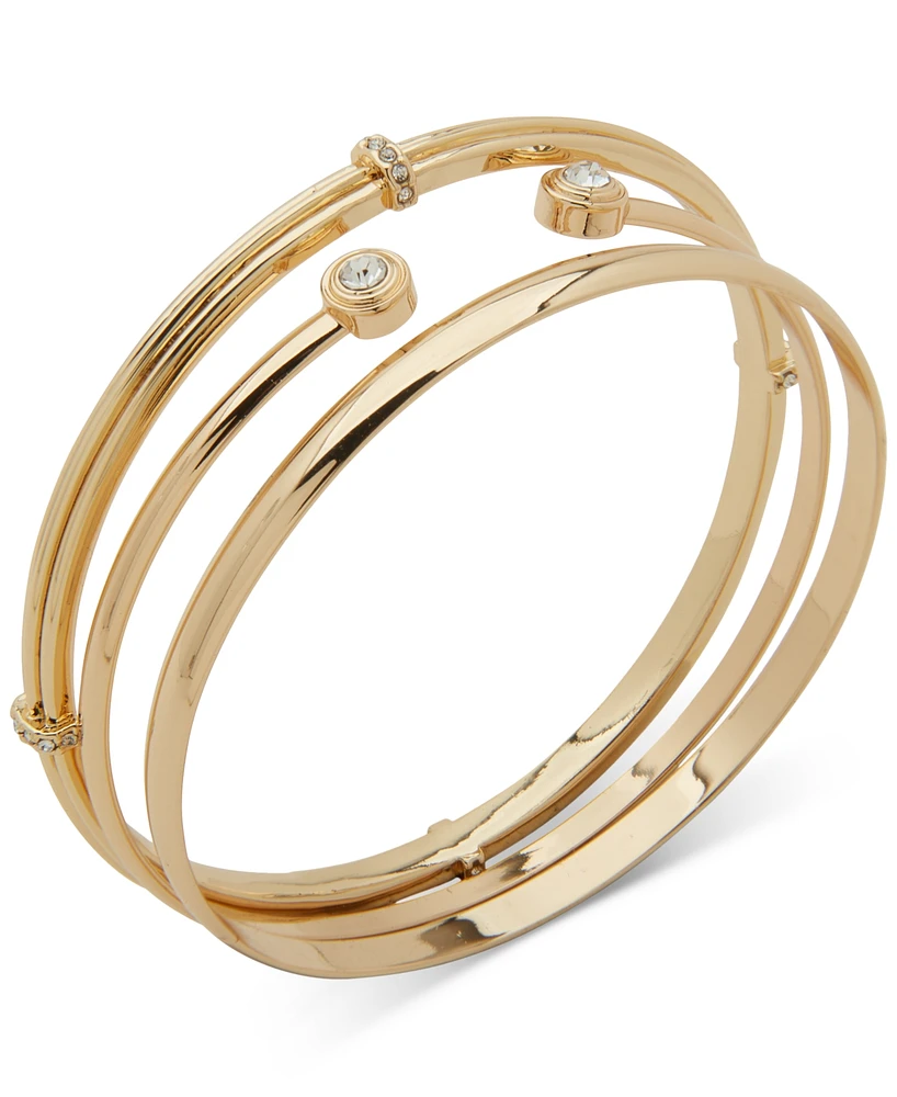 Anne Klein Gold-Tone 3-Pc. Set Crystal Cuff & Bangle Bracelets