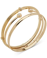 Anne Klein Gold-Tone 3-Pc. Set Crystal Cuff & Bangle Bracelets