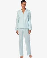 Lauren Ralph Women's Long Sleeve Notch Collar Pant Pajama Set