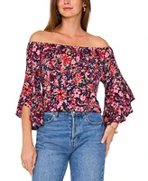 Vince Camuto Women's Floral-Print Off-The-Shoulder Flutter-Sleeve Top