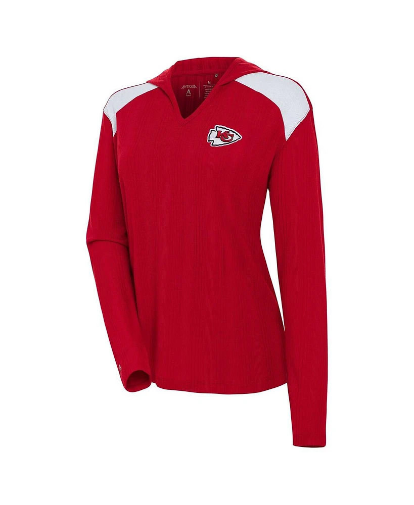 Antigua Women's Red Kansas City Chiefs Opulent Long Sleeve Hoodie T-Shirt