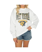 Gameday Couture Women's White West Virginia Mountaineers Good Vibes Premium Fleece Drop Shoulder Pullover Sweatshirt