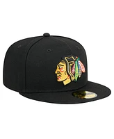 New Era Men's Black Chicago Blackhawks Core 59FIFTY Fitted Hat