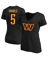 Fanatics Women's Jayden Daniels Black Washington Commanders Plus Player Name Number V-Neck T-Shirt