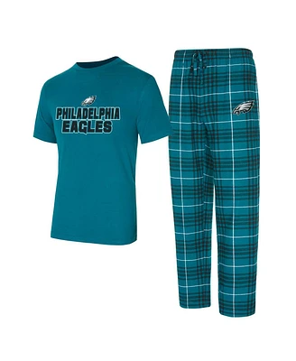 Concepts Sport Men's Midnight Green/Black Philadelphia Eagles Vector T-Shirt Flannel Pants Sleep Set