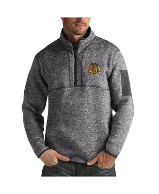 Antigua Men's Charcoal Chicago Blackhawks Fortune 1/2-Zip Pullover Jacket
