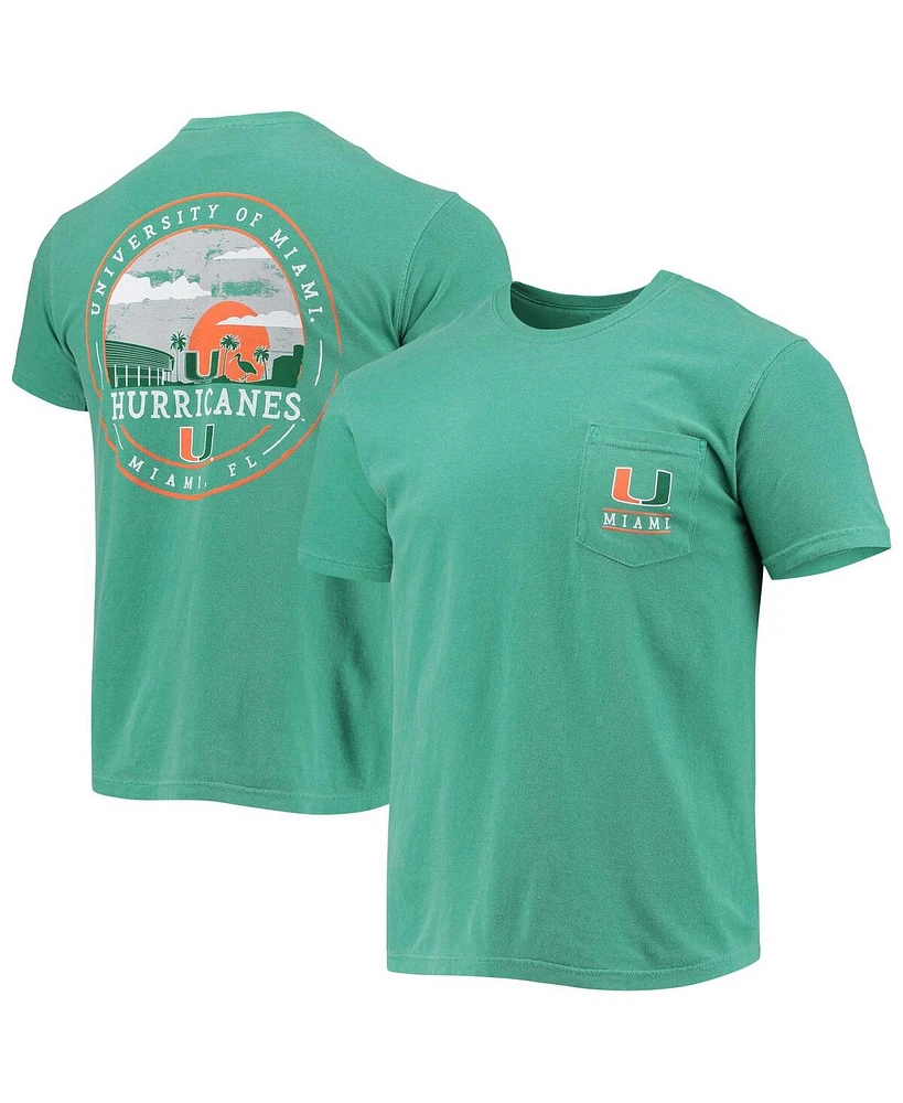 Image One Men's Green Miami Hurricanes Circle Campus Scene T-Shirt