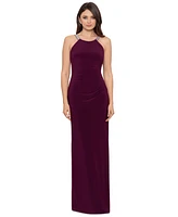 Betsy & Adam Women's Halter-Neck Rhinestone-Strap Gown