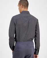 Alfani Men's Slim Fit Long Sleeve Button-Front Dash Diamond Print Shirt, Exclusively at Macy's