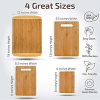 Bamboo Wood Cutting Board Set - Chopping Board with Juice Groove for Meat, Cheese & Vegetables