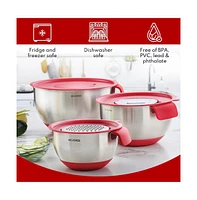 Belwares Mixing Bowls with Lids Set - Nesting Bowls with Airtight Lids + Graters - Stainless Steel Non-Slip Mixing Bowl for Baking