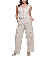 Guess Womens Matea Angled Hem Cropped Suit Vest High Rise Perfect Cargo Pants