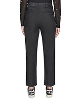 Karl Lagerfeld Paris Women's Faux-Pearl-Embellished Straight-Leg Jeans