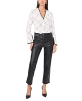 Vince Camuto Women's Windowpane-Print V-Neck Top