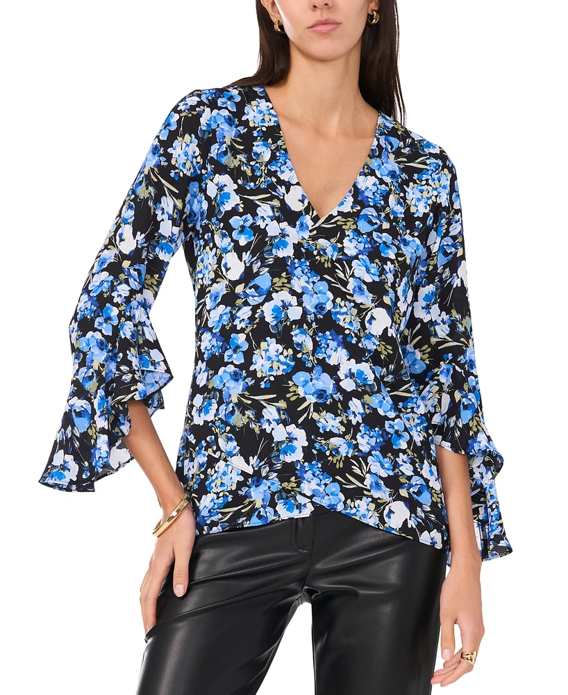 Vince Camuto Women's Floral-Print Flutter-Sleeve Top