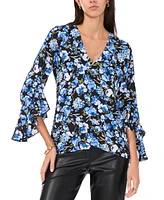 Vince Camuto Women's Floral-Print Flutter-Sleeve Top