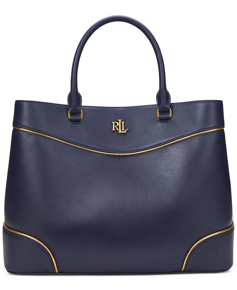 Lauren Ralph Lauren Two-Tone Leather Large Marcy Satchel