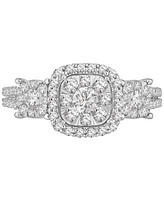 Diamond Cluster Three Stone Three Stone Ring (1 ct. t.w.) in 14k White Gold