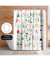 Americanflat 71x74 Kids Hand Drawn Alphabet Shower Curtain - 100% Polyester Shower Curtain