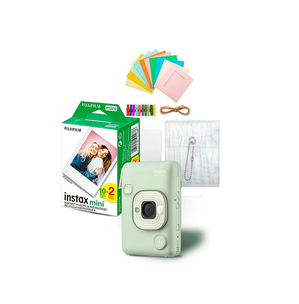 Fujifilm Instax Mini Liplay C Green Vn Ex D Us with Film and Accessories Kit