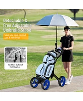 Gymax 4 Wheels Folding Golf Push Cart W/ Adjustable Handle Foot Brake