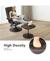 Gouun 360 Pvc Leather Swivel Recliner Chair with Ottoman