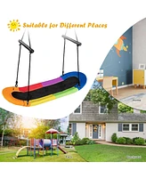 Hongge Saucer Tree Swing Surf Kids Outdoor Adjustable Oval Platform Set with Handle