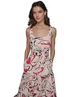 Karl Lagerfeld Paris Women's Printed Sleeveless A-Line Dress