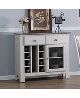 Kings Brand Furniture Gwinn Buffet Storage Cabinet with Wine Rack, White