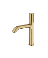 Mondawe Single Handle Single Hole Bathroom Faucet Modern Brass Bathroom Basin Faucets Brushed Gold