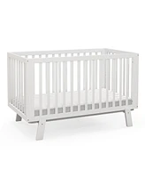 Gymax Wooden Baby Crib 3-Height Adjustable Wood Mini Crib Non-Toxic Finish