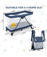Gymax Foldable Newborn Baby Infant Toddler Playard Playpen Travel Crib Nursery Center