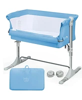 Gouun Boys Travel Portable Bed Side Sleeper Bassinet Crib with Carrying Bag