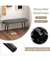 Gouun 47 Inch Upholstered Entryway Bench with Heavy-duty Metal Frame