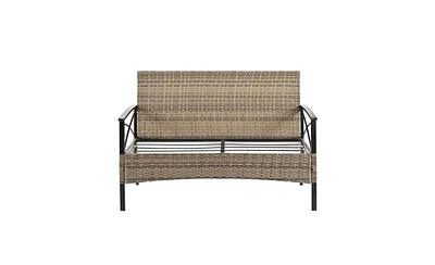 Slickblue 4-Piece Patio Furniture Set – Outdoor Seasonal Pe Wicker with Black Metal Table