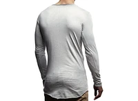 Leif Nelson Men's Slim Fit CrewNeck Long T-Shirt | Classic Stylish Longsleeve Round Neck Tee Grey 2XL-Size