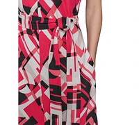 Karl Lagerfeld Paris Women's Geo-Print Sleeveless Midi Dress