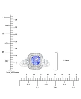 Blue & White Double Halo Mixed Cut Statement Ring Sterling Silver