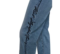 Karl Lagerfeld Paris Women's Script Logo-Trim Mid-Rise Straight Jeans