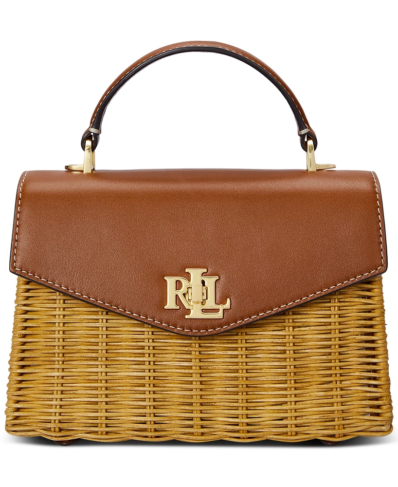 Lauren Ralph Lauren Farrah Rattan and Leather Small Satchel