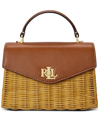 Lauren Ralph Lauren Farrah Rattan and Leather Small Satchel