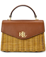 Lauren Ralph Lauren Farrah Rattan and Leather Small Satchel