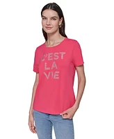 Karl Lagerfeld Paris Women's C'est La Vie Rhinestone Tee