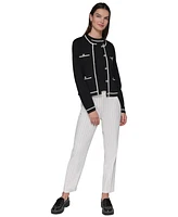 Karl Lagerfeld Paris Women's Four-Pocket Crewneck Cardigan