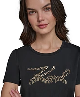 Karl Lagerfeld Paris Women's Embellished Script Logo T-Shirt