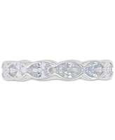 Cubic Zirconia Oval Scallop Edge Eternity Band Sterling Silver