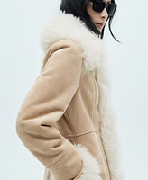 Mango Women's Shearling-Lined Coat