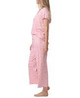 Tommy Hilfiger Women's 2-Pc. Short-Sleeve T-Shirt & Wide-Leg Cropped Pants Pajama Set