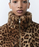 Mango Women's Leopard Fur-Effect Jacket